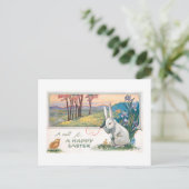 Carte Postale Joli lapin de Pâques Vintage avec téléphone (Debout devant)