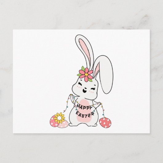 Carte Postale Joli lapin de printemps Joyeuses Pâques (Devant)