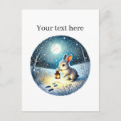 Carte Postale Joli lapin d'hiver personnalisable (Devant)