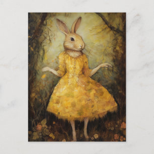 Carte Postale Joli lapin en robe jaune