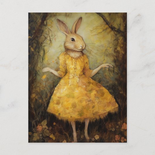 Carte Postale Joli lapin en robe jaune (Devant)