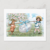 Joli lapin et enfant de Pâques Vintage