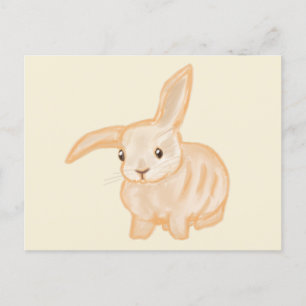 Carte Postale Joli lapin lapin Brown - transparent sur beige.