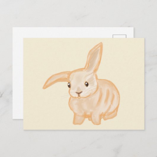 Carte Postale Joli lapin lapin Brown - transparent sur beige. (Devant / Derrière)