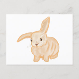 Carte Postale Joli lapin lapin Brown - transparent sur blanc.