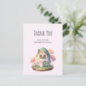 Carte Postale Joli Lapin Rose Mignon de Style Kawaii Merci (Debout devant)
