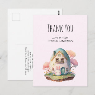 Carte Postale Joli Lapin Rose Mignon de Style Kawaii Merci