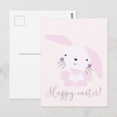 Carte Postale Joli lapin rose pâle de Pâques | Pâques (Devant / Derrière)