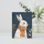 Carte Postale Joli lapin Soirée d'hiver Cosy Bois Noël (Debout devant)