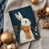 Carte Postale Joli lapin Soirée d'hiver Cosy Bois Noël
