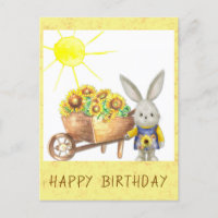 Joli Lapin Tournesol Joyeux Anniversaire