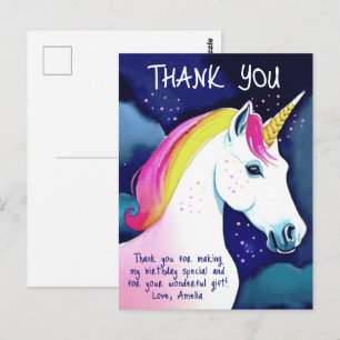Carte Postale Joli Licorne Étoiles Magiques Fille Anniversaire M