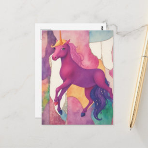 Carte Postale Joli Licorne Violette