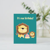 Carte Postale Joli Lion Et Baby Cub Anniversaire de enfant (Debout devant)