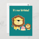 Carte Postale Joli Lion Et Baby Cub Anniversaire de enfant (Devant / Derrière)