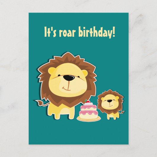 Carte Postale Joli Lion Et Baby Cub Anniversaire de enfant (Devant)