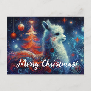 Carte Postale Joli Llama de Noël Fantaisiste