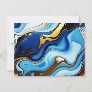 Carte Postale Joli Marbre bleu jaune or tendance