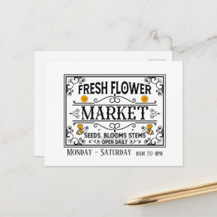 Carte Postale Joli marché de fleurs fraîches ajoutez des jours h