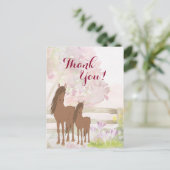 Carte Postale Joli Mare Brown, Foal, Fleurs Merci Cheval (Debout devant)