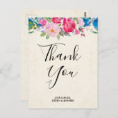 Carte Postale Joli Mariage de frontière rose et bleu (Devant / Derrière)