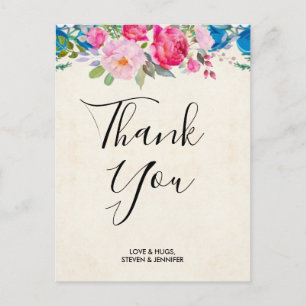 Carte Postale Joli Mariage de frontière rose et bleu