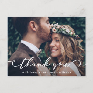 Carte Postale Joli Mariage de script Merci photo