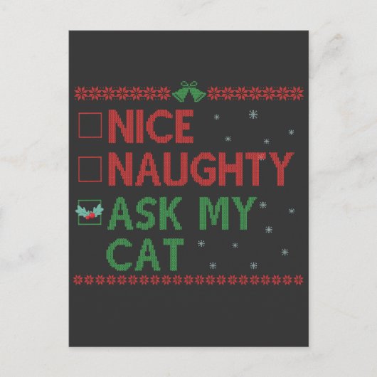 Carte Postale Joli Mauvais Demander à Mon Chat Drôle Noël Santa  (Devant)