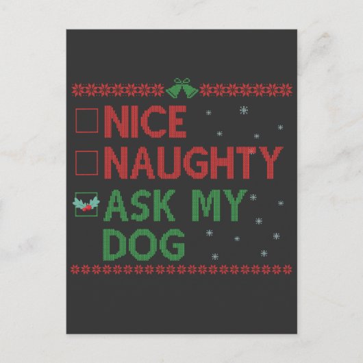Carte Postale Joli Méchant Demande à mon Chien Drôle de Noël Ani (Devant)