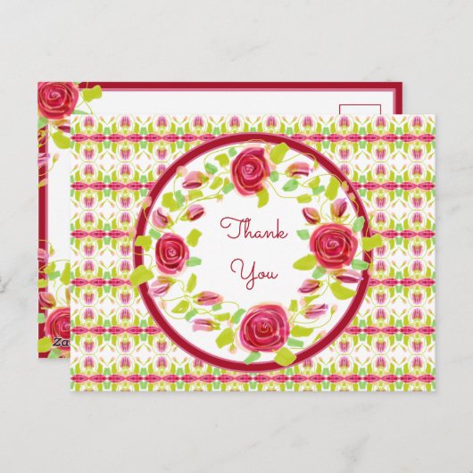 Carte Postale Joli Merci à fleurs (Devant / Derrière)