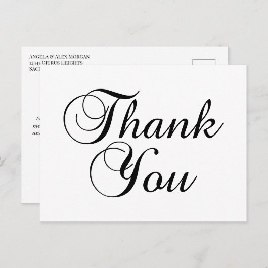 Carte Postale Joli Merci noir et blanc Script (Devant / Derrière)