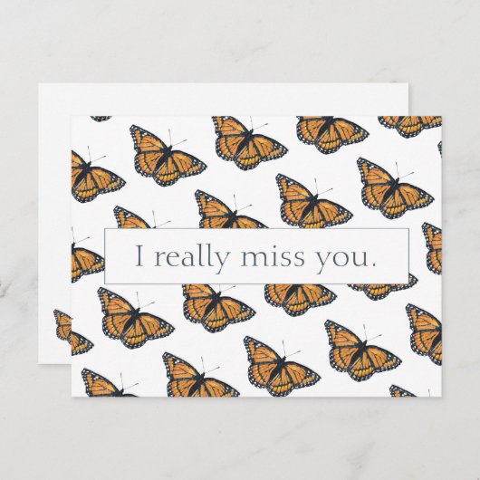 Carte Postale Joli Monarque Papillon Motif Manquant Vous (Devant / Derrière)