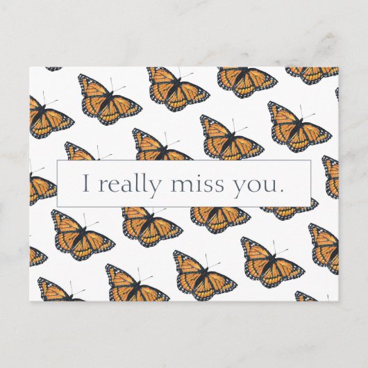Carte Postale Joli Monarque Papillon Motif Manquant Vous (Devant)
