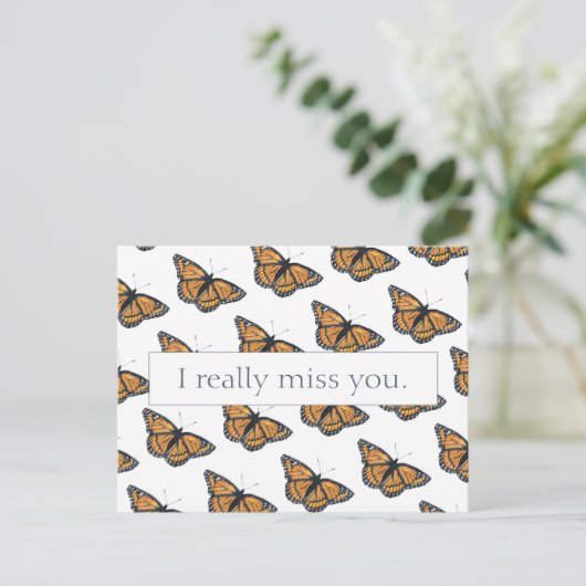 Carte Postale Joli Monarque Papillon Motif Manquant Vous (Debout devant)