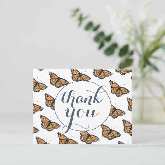 Carte Postale Joli monarque papillon Motif Merci (Debout devant)
