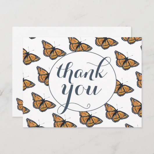 Carte Postale Joli monarque papillon Motif Merci (Devant / Derrière)