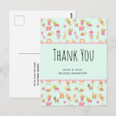 Carte Postale Joli motif avec des animaux de nursery et des joue (Devant / Derrière)