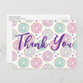 Carte Postale Joli motif de beignet coloré Merci (Devant / Derrière)