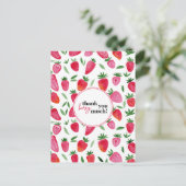 Carte Postale Joli motif de fraises à l'aquarelle merci (Debout devant)