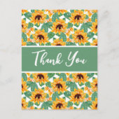 Carte Postale Joli Motif de tournesol Jaune & Merci vert (Devant)