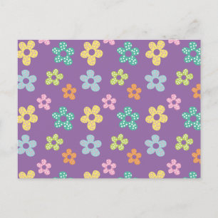 Carte Postale Joli motif fleuri à pois violet