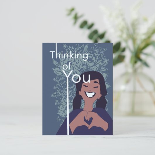 Carte Postale Joli motif floral à cœur d'amour Pensée pour vous (Debout devant)