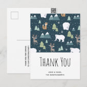 Carte Postale Joli Noël Animaux d'hiver Motif Merci (Devant / Derrière)