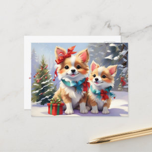 Carte Postale Joli Noël Corgis Fête de Noël