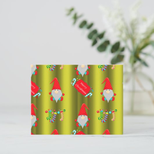 Carte Postale Joli Noël Gnomes Chartreuse Vert (Debout devant)