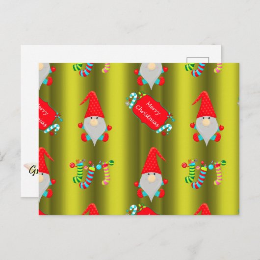 Carte Postale Joli Noël Gnomes Chartreuse Vert (Devant / Derrière)