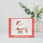 Carte Postale Joli Noël Père Noël Rudolph Reindeer (Debout devant)