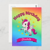 Carte Postale Joli Nom Licorne Magique Arc-en-ciel Enfants (Devant / Derrière)