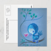 Carte Postale Joli Oiseau Bleu (Devant / Derrière)