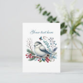 Carte Postale Joli oiseau d'hiver saisonnier ajouter du texte (Debout devant)